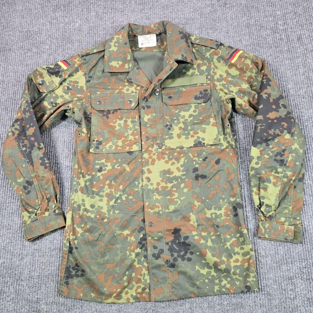 Vintage German Flecktarn Field Jacket Mens Medium Green Camo Canvas Army